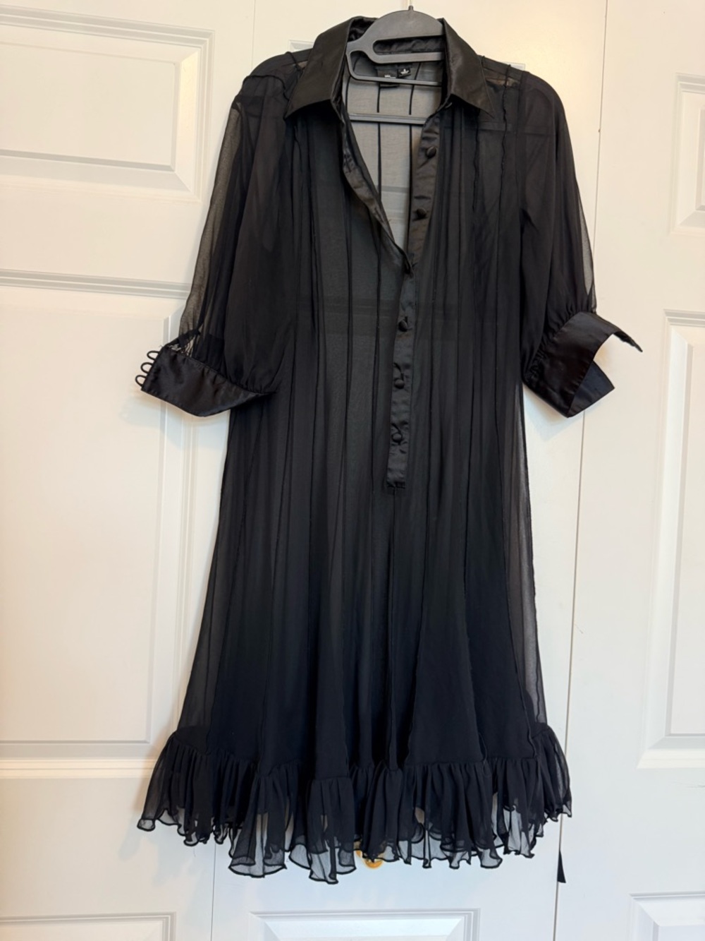 Adrianna Papell Black Sheer Overlay Dress
